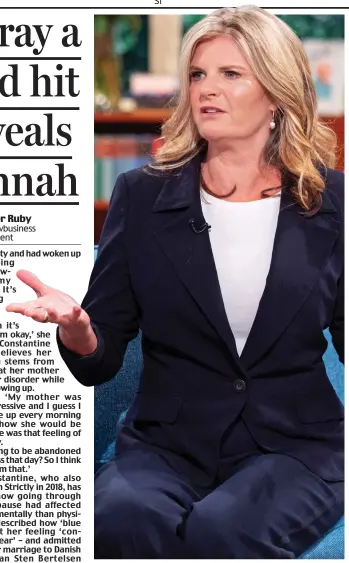  ??  ?? Anxiety battle: Susannah Constantin­e on ITV yesterday