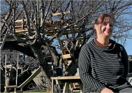  ??  ?? Janice NormanOke’s treehouse has upset a neighbour and drawn negative attention from the Dunedin City Council.
