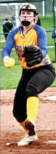  ?? PILOT FILE PHOTO/RON HARAMIA ?? Triton’s Lena Doll struck out seven and walked none in the Lady Trojans’ win Monday.