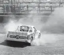  ?? DAVID CRIGGER/AP ?? Kyle Larson spins out along the dirt track during NASCAR Truck Series practice last spring at Bristol Motor Speedway.