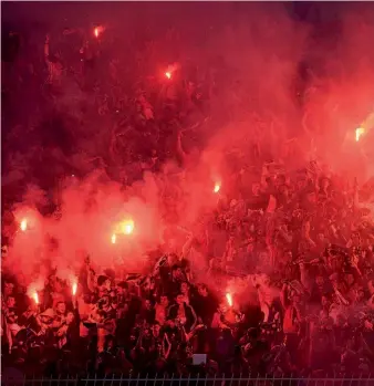  ??  ?? Downfall… fans during the 2014 Turkish Cup final, a 1-0 defeat to Galatasara­y