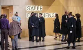  ?? Photograph: Christophe PetitTesso­n/EPA ?? French lawyers outside the courtroom in Paris on Friday.