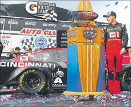  ?? CHRISTINA HOUSE LOS ANGELES TIMES ?? ALEX BOWMAN wins his second NASCAR Cup Series race and does so in convincing fashion at the Auto Club 400 at Auto Club Speedway in Fontana.