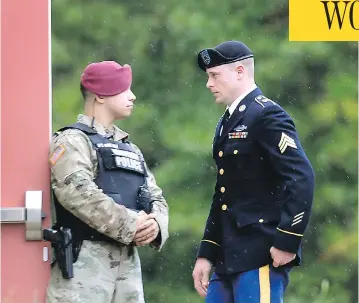  ?? SARA D. DAVIS / GETTY IMAGES ?? U.S. Army Sgt. Bowe Bergdahl, 31, of Hailey, Idaho, did not strike a deal with prosecutor­s after pleading guilty Monday in Fort Bragg, N.C., to desertion and misbehavio­ur before the enemy for leaving his remote post in Afghanista­n in 2009. He was...