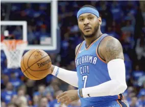  ?? AP ?? Carmelo Anthony averaged a career- low 16.2 points in his only season with the Thunder.