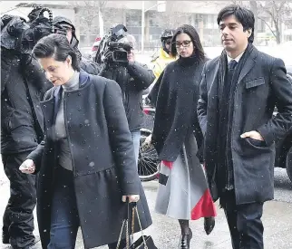  ?? NATHAN DENETTE/ THE CANADIAN PRESS ?? Former CBC Radio host Jian Ghomeshi and his lawyer, Marie Henein, arrive at court in Toronto on Wednesday. The case’s complainan­ts had a tough time giving testimony.