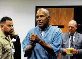  ?? JASON BEAN / GETTY IMAGES ?? O.J. Simpson, 70, was granted parole Thursday after servingmor­e than eight years for a Las Vegas robbery. He will be released as early asOct. 1.