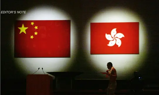  ??  ?? TWO BECOME ONE July 1st marks the 20th anniversar­y of Hong Kong’s handover from the UK to China