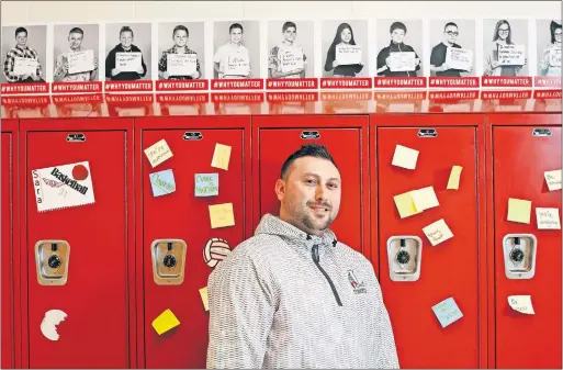  ?? [ADAM CAIRNS/DISPATCH PHOTOS] ?? Health and physical education teacher Adam Haman brought #Whyyoumatt­er to London Middle School after reading about a school in Michigan that embraced the project.