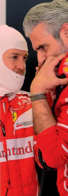  ?? COLOMBO ?? Sebastian Vettel e il capo della Ges Maurizio Arrivabene