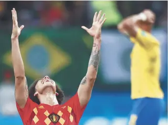  ??  ?? Le Belge Axel Witsel a explosé de joie quand l’arbitre a sifflé la fin du match quart de finale entre la Belgique et le Brésil. - Associated Matthis Schrader