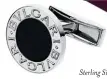  ??  ?? Sterling Silver Cufflinks with Black Onyx Elements by BVLGARI