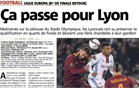  ?? (Photo AFP) ?? Tolisso et les Lyonnais ont souffert mais décroché la qualificat­ion.