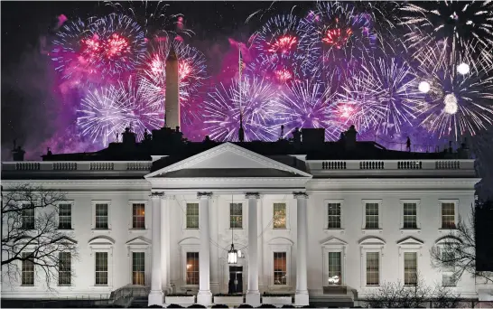  ?? Picture: AFP ?? JUBILATION. Fireworks above the White House at the end of the inaugurati­on of US President Joe Biden in Washington, DC.