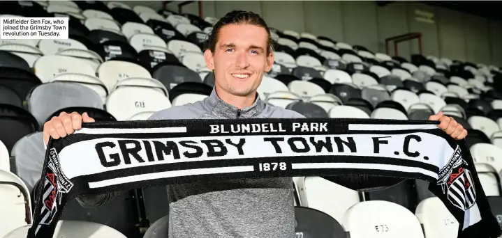  ??  ?? Midfielder Ben Fox, who joined the Grimsby Town revolution on Tuesday.