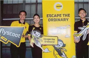  ?? PIC BY HALIM SALLEH ?? Scoot Tigerair Pte Ltd chief executive officer Lee Lik Hsin (left) is promising ‘Value, Choice, Innovation and Experience’ to the passengers.