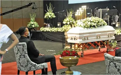  ??  ?? AKA is seen at his fiancee Anele Tembe’s funeral in Durban. Her family removed him from the funeral programme where he was supposed to deliver eulogy for Anele.