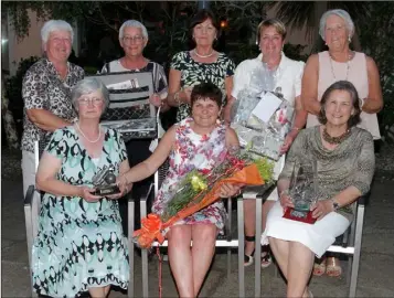  ??  ?? The Rathaspeck ladies’ society Captain’s prize-giving in the Ferrycarri­g Hotel. Back (from left): Agnes Grant, Phil O’Mahoney, Anna Kelly, Ann Connolly, Marie Stamp. Front (from left): Laura Doyle (winner), Bríd Ní Bhríain (Captain), Una Furlong...