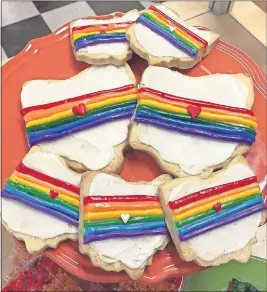  ?? [COURTESY OF BAKE ME HAPPY] ?? Bake Me Happy in Merion Village makes gluten-free treats, including an Ohio-shaped Pride cookie.