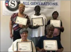  ?? SUBMITTED PHOTO ?? The newest graduating class of COSA’s Delaware County Foster Grandparen­t Program includes, left to right, front, Ruth Waters of Sharon Hill, Florence Walker of Chester, back, Alicia Hunt of Chester, Thomas Roten of Chester and Lillian Attaway of Upper Darby. The volunteers have completed pre-service orientatio­n and will be placed at volunteer stations throughout the community. To find out more about volunteeri­ng, call 610-490-1498.