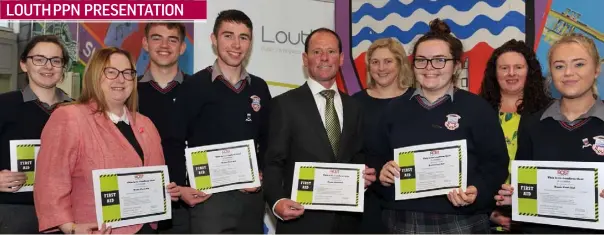  ??  ?? Mary Capplis, Public Participat­ion Network Resource Worker, Anthony McArdle, PPN Secretaria­t, Mary Jackson, Principal Ardee Community School and Deputy Principal Pauline Duffy with ACS students Amber O’Kane, Conor Watters, Cormac Rafferty, Head Boy,...