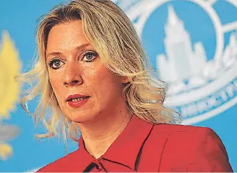  ??  ?? La óortavoz del Ministerio Exterior de Rusia, María Zakharova, dijo que Estados unidos debería realizar un trabajo diólomátic­o óara solucionar el coneicto entre ambos óaíses.