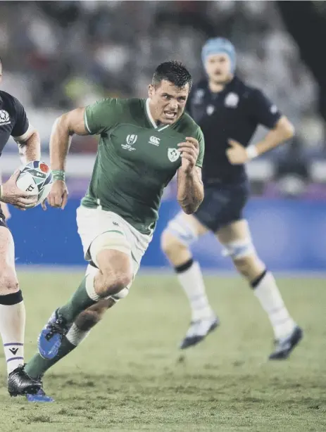  ??  ?? 2 Stuart Hogg on the attack during Scotland’s defeat by Ireland in their opening game of Pool A in the 2019 World Cup in Japan. Scotland have beaten the Irish just once in their last ten meetings