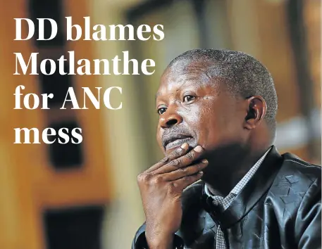  ?? Picture: MASI LOSI ?? SIGHTS SET: Mpumalanga premier David Mabuza chided ANC leaders as he confided that the time is right for him to move on from provincial politics