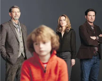  ?? BELL MEDIA ?? Peter Coyote, left, Michael Riendeau, Camille Sullivan and Aden Young star in the Quebec-shot CTV miniseries The Disappeara­nce.