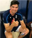  ??  ?? Well-earned rest: Cook relaxes back in the changing room