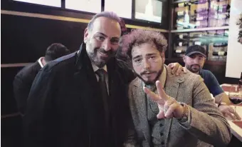  ?? VARANO GROUP / HERALD FILE ?? Varano’s restaurant­s have been a magnet for celebritie­s. He poses with Post Malone and, above left, David Ortiz and Adam Jones.