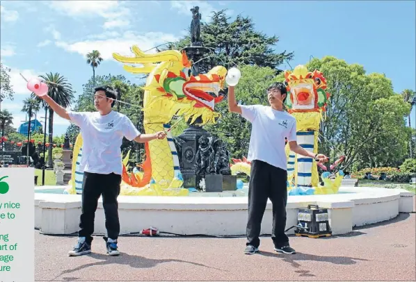  ?? Photo: KARINA ABADIA ?? – Proud performer
Tony Zhang Impressive moves: Auckland Diabolo Group members Ming Yong and Tony Zhang will perform with two others and give workshops on how to do tricks with a diabolo during Auckland Lantern Festival.