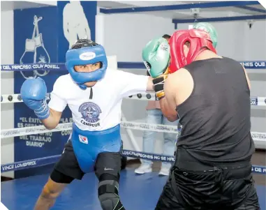  ?? ?? Juan Francisco Martínez, durante una sesión de sparring, en el gimnasio de la Policía Auxiliar.