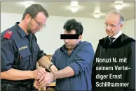  ??  ?? Noruzi N. mit seinem Verteidige­r Ernst Schillhamm­er