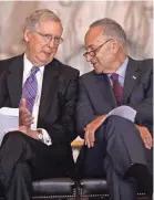  ?? ALEX WONG/GETTY IMAGES ?? Then-Senate Majority Leader Mitch McConnell and then-Senate Minority Leader Chuck Schumer in 2017.