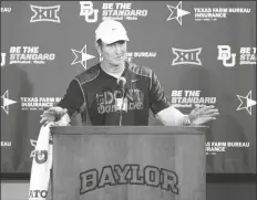  ?? JERRY LARSON/AP ?? IN THIS AUG. 31, 2015, FILE PHOTO, Baylor head football coach Art Briles addresses the media in Waco, Texas.