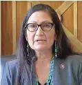  ?? SOURCE: C-SPAN ?? Rep. Deb Haaland makes her opening statement before the Senate Committee on Energy and Natural Resources, which is considerin­g her nomination.