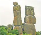  ?? PHOTOS: SANGEETA VARMA ?? Granite boulders in precarious positions sit stacked like a godly game of Jenga across Hyderabad.