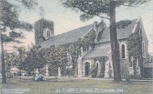  ?? SPECIAL TO THE EXAMINER ?? St. John’s Church seen from Brock Street, c. 1905 (TVA 51)