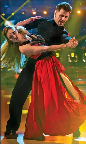  ??  ?? DRAMA ON THE DANCEFLOOR: Ashley and Pasha’s paso doble last night