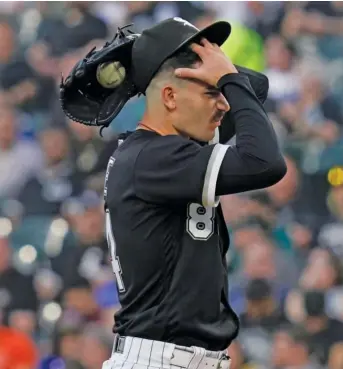  ?? AP ?? Sox starting pitcher Dylan Cease had 11 strikeouts but allowed six runs in four innings against the Yankees.