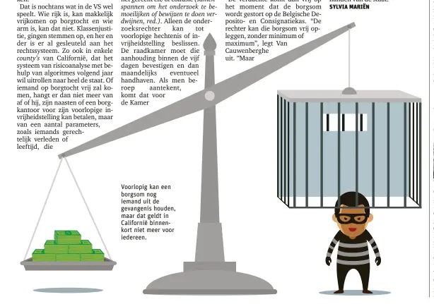  ??  ?? Voorlopig kan een borgsom nog iemand uit de gevangenis houden, maar dat geldt in Californië binnenkort niet meer voor iedereen.