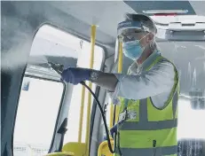  ?? PHOTO SUBMITTED ?? The Zapptiser system uses high pressure mist spray to sanitise vehicles.