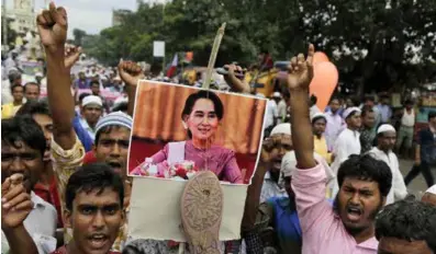  ?? FOTO: BIKAS DAS / TT / NTB SCANPIX ?? Rohingyaer protestert­e denne uken i Kolkata mot et mulig folkemord i Myanmar.
