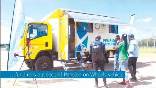  ?? Photo: Emmency Nuukala ?? …fund rolls out second Pension on Wheels vehicle
Accessible services… GIPF has acquired a second vehicle to serve as its Pension on Wheels. The new 4x4 truck mobile office is better equipped to withstand the harshest road conditions.