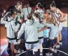  ?? Carmen Mandato / Getty Images ?? The UConn Huskies huddle before the start of a game during the NCAA Women’s Basketball Tournament in San Antonio, Texas.