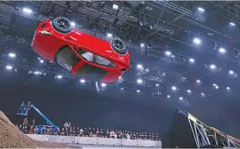  ?? PHOTO: NICK DIMBLEBY ?? ROLL ON: The new Jaguar E-Pace compact SUV has leapt into the record books with a 15.3 metre-long jump complete with a 270-degree corkscrew-like “barrel roll”.