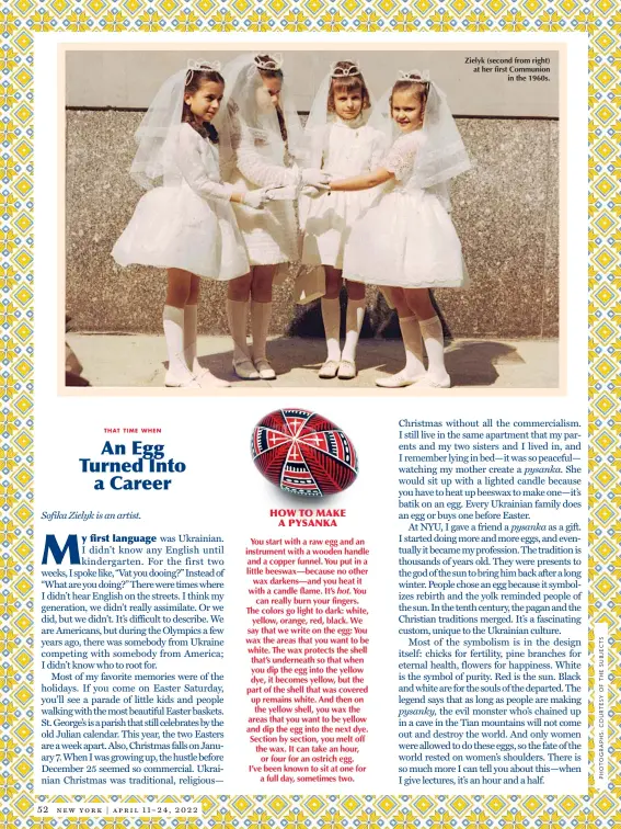  ?? ?? Zielyk (second from right) at her first Communion in the 1960s.