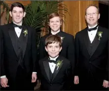  ??  ?? Daniel Weinberger of Newhaven, Conn.; Michael Colon of Fuquay-Varina, N.C.; David Snouffer of Norfolk, Va.; and in front, Andrew Miller of Raleigh, N.C., nephew of the groom