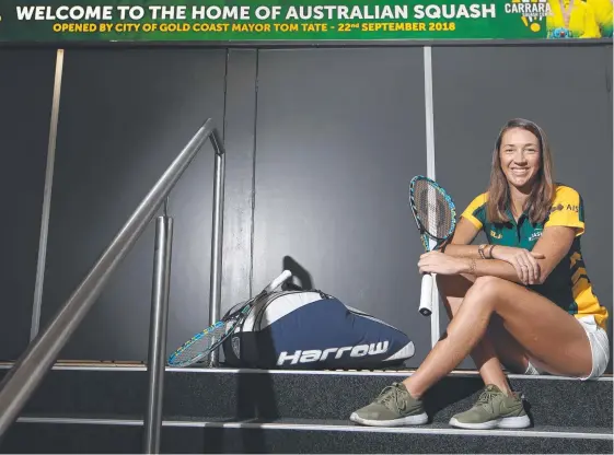  ?? Picture: GLENN HAMPSON ?? Australian squash champion Donna Urquhart returned to the Gold Coast for a stint training at the Carrara Indoor Sports Centre.